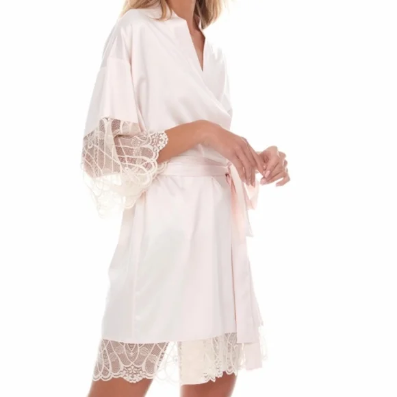 Flora Nikrooz• The Gabby wrap in pink and lace. Sz M - Picture 2 of 15